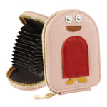 PALAY® Girls Card Bag Travel Card Holder with 10 Compartments Wallet Organizer Bag Zipper Pouch PU Cartoon Penguin Zipper Card Bag RFID Blocking Travel