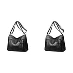 PALAY® Fashion Shoulder Bag for Women PU Leather Multi-Layer Compartment Sling Tote Crossbody Pouch Causal Travel Daily Commuting 2 PCS