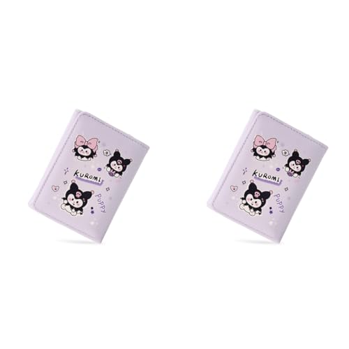 PALAY® Girls Wallet Kawaii Sanrio Purse Cartoon Kuromi Card Bag Coin Purple Trio-fold Cash Gift Birthday 2PCS