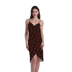 PALAY® Women Beach Wear Bikini Cover Up Fashion Sweet Cherry Print Slim Strap Dress Backless Beach Dresses Swimwear for Women, L