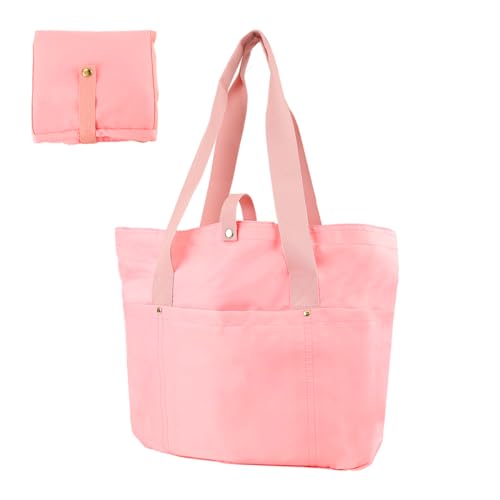 PALAY® Folding Tote Bag Gym Bag Pink Women Tote Bag 20L Travel Tote Bag Fashion Minimalism Hand Bag Lightweight Carry-All Day Bag for Outdoor, Office, Travel, Fitness