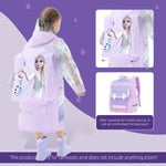 PALAY Raincoat for Kids Girls with Hood and Pockets featuring Elsa Cartoon Print | Knee Length Eva Poncho