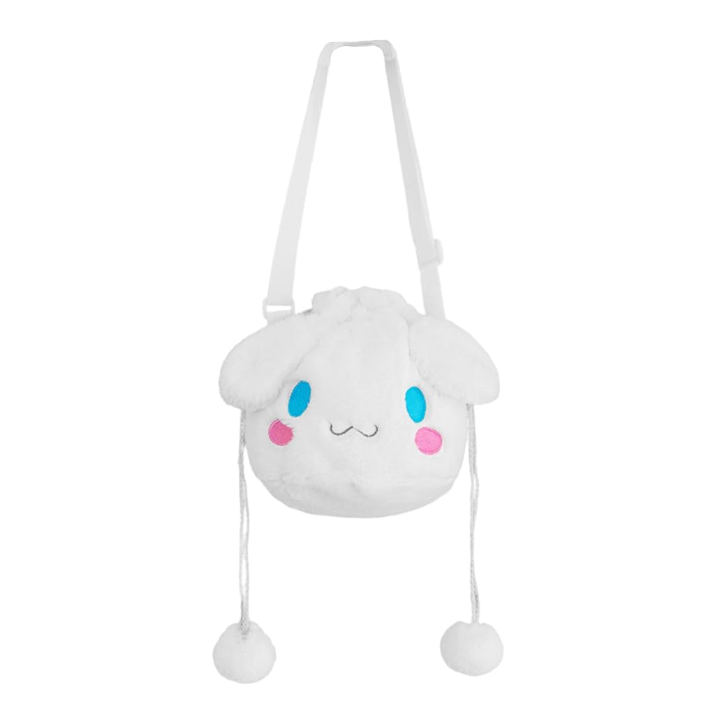 PALAY® Kawaii Bag for Girls Cute Cinnamoroll Plush Tote Bag Shoulder Bag Soft Plush Cinnamoroll Purse Bag Phone Bag Drawstring Bag Small Casual Bag for Girls Gift for Girls