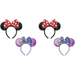 PALAY® 4PCS Hairband for Women Girls Mickey Mouse Bow Sequin Kawaii Cute Headband Stylish Hair Accessories Kids Adult Cosplay Headwear Costume Prop
