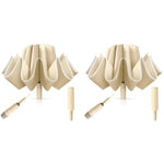 PALAY® 3 Fold Umbrella for Rain with Reflective Strip Compact Travel Auto One-Touch Open Close Reinforced 10 Dual Ribs Sun Protection 99 UV Windproof Men Women Khaki 2PCS
