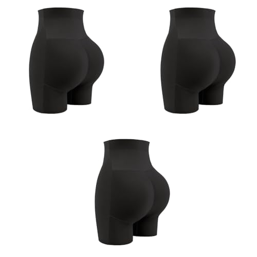 PALAY® Butt Lifter Padded Underwear Women Hip Pads Enhancer Shapewear Shorts Seamless Tummy Control Panties Shaper Fake Pad S Black 3PCS