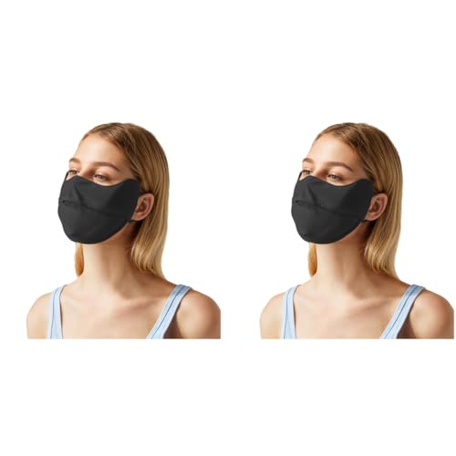 PALAY® Sun Protection Face Cover for Women Prevent Light Aging UV Outdoor Breathable Summer Cool Ice Silk Mask with Adjustable Drawstring Ear Loops Design Washable 2PCS