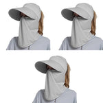 PALAY® Sun Hat for Women with Detachable Face Cover Wide Brim Hats UV Protection Breathable Outdoor Summer Visor Cap Bike Fishing Cycling 2PCS