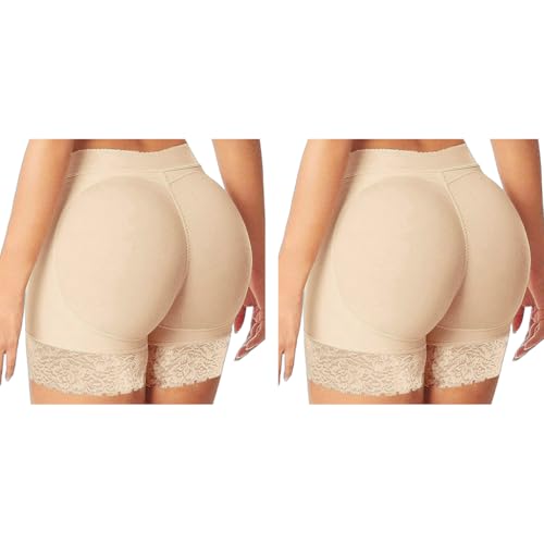 PALAY® Hip Pads for Women Underwear Butt Lifter Panty Invisible Body Shaping Lifting High Waist Enhancer Shorts XL Beige 2PCS
