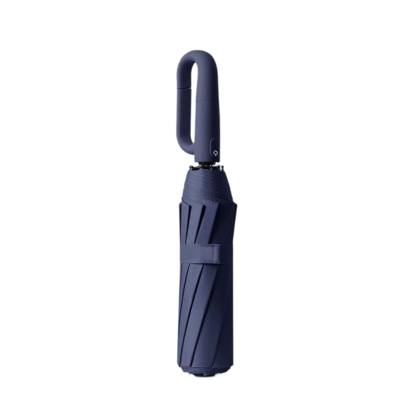 PALAY® Compact Travel Umbrella with Carabiner Handle, Windproof Lightweight Folding Sun and Rain Umbrella for Men and Women - Blue