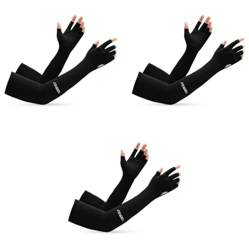 PALAY® Hand Gloves for Sun Protection Bike Riding Non-Slip Touch Screen UV Protection Arm Sleeves for Men Women Breathable Silk Cooling Hand Sleeves Driving Cycling X 3