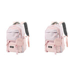 PALAY® Girls Backpack School with Small Zipper Pouch Fashion Pink Nylon Padded Shoulder Straps Handle Design Multi Compartment Large for Camping Travel 2 PCS