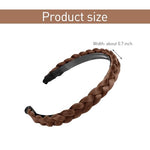 PALAY® Braided Hair Band for Women Girls Stylish Synthetic Hair Plaited Headband for Women with Tooth Cute Hair Accessories for Women Wide 0.7 Inch - (3 Pcs, Black, Burgundy, Coffee)