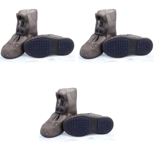 PALAY® Silicone Shoe Covers for Kids Men Women with Double-Breasted Anti-Slip Waterproof TPE Sole Wear-resistant Reusable for Rainy Season Size 8-10 3 PCS