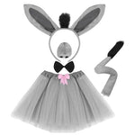 PALAY® Animal Tutu Skirt Costume Set, Halloween Animal Costume Accessories Headband Tail Ears Bow Tie Tail Tutu for Toddler Kids Fancy Dress Up Birthday Costume Cosplay, Donkey