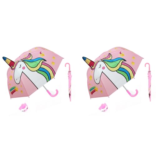 PALAY® 29Inch Unicorn Umbrella for Kids Professional Portable 3D Cartoon Manual Rain Boys Girls Gear Parasol Under 10 2PCS