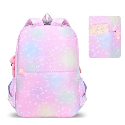 PALAY® School Backpacks for Girls Stylish School Bags for Girls Kids 7-12 Years Old Cartoon Water Resistant Backpack Durable Burden Relief School Bag Children's Day Birthday Gift for Girls - Pink