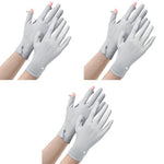PALAY® Ice Silk Gloves Women Sun Protection Anti-Skid Breathable Touch Screen Bike Riding Cycling Summer Cooling Grey 3PCS