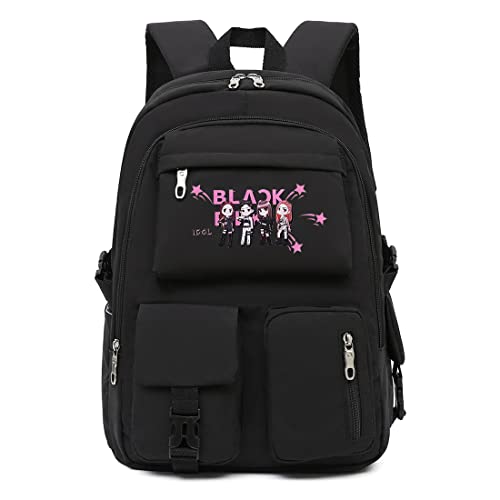 PALAY® Blackpink Bags For Girls School Backpack Blackpink KPOP Theme Prints With USB Charging and Headset Port Backpack for Student College School Bag for Girls Boys