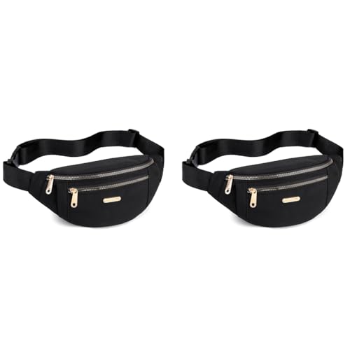 PALAY® Waist Bags for Women Girls Adjustable Strap Stylish Bumbag Chest Bag Waterproof Fanny Oxford Cloth Pack Outdoor Hiking Running Travel 2PCS