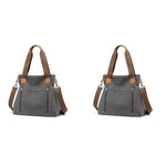PALAY® Handbag for Women Grey Canvas Shoulder Tote Sling Large Crossbody with Detachable Strap Korean for School Work 2 PCS