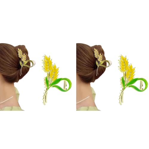 PALAY® Hair Claw Clips for Women Gold Wheat Large Clutcher Girls Bun Metal Strong Hold Jaw Styling Clamps Accessories Medium Thick 2PCS