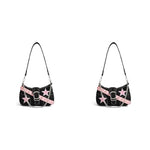 PALAY® Chic Shoulder Bag for Girls Canvas Handbag with Chain Charm Small Hobo Stylishly Sweet Y2K Star Patchwork Letter Printed Casual Zipper Bag 23x7x13cm 2PCS