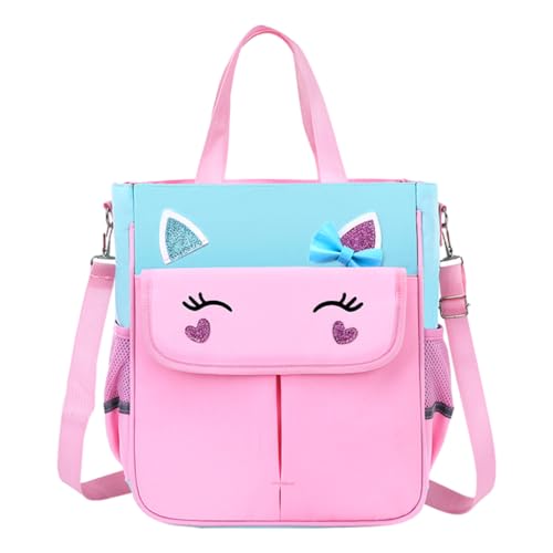 PALAY® Girls School Bag 2 in 1 Book Bag Handbag with Shoulder Belt Pink Unicorn Book Bag for Schoolgirls Book Tote Bag Large Crossbody Book Bag School Gift Daily Item Handbag for Girls 6-12 Years Old