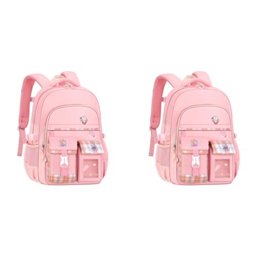PALAY® Kwaii Lightweight School Backpack for Girls Ideal Kids Aged 6-8 Perfect Travel Camping Burden Relief 2 PCS
