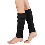 PALAY® Leg Warmers for Women Juniors Fashion Ribbed Knitted Calf Length Stocking Boot Socks Cuffs Fall Winter Leg Warmer for Party Sports Yoga - Black