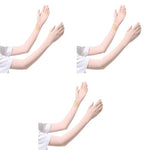 PALAY® Hand Gloves for Sun Protection with Arm Sleeves for Women, Ice Silk Cooling Sun Protection Gloves Women Non Slip Summer Outdoor UV Arm Sleeves for Bike Riding - Pink, Wrist Opening - 3 Pairs
