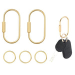 PALAY® Loop Buckles 2.36 inch Screw-Lock Oval Carabiners Connection Lock Golden Copper Twist Lock D-Ring Multipurpose Carabiner Locks for Hanging & Securing,with 4 Keyring