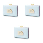 PALAY® Mini Wallet for Women PU Leather Small Card Holder Ladies Purse Hand Clutch with Heart Shaped Metal Buckle Mothers Day Gift for Mom Blue 3 PCS