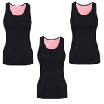 PALAY® Women's Thermal Underwear Tops Fleece Cami Underwear Tops Soft Sleeveless Undershirt Warm Base Layer Vest, Black 3 PCS