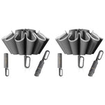 PALAY® Large Umbrella with Reflective Strip Auto 3-Fold Compact Travel Carabiner Handle Reinforced 10 Dual Ribs Sun Protection 99% UV Rain Windproof for Men Women Grey 2PCS