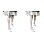PALAY® Lace Topped Calf-Length Socks for Girls Lolita Fashion Kawaii Bow Summer Breathable Trim Stockings for Jane Shoes Dress Uniform 2 PCS