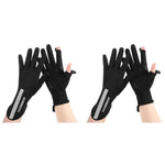 PALAY® Driving Gloves for Women UV Protection Ice Silk Sun Open Finger Design Fashion Anti-slip Riding Black 2PCS