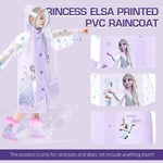 PALAY Raincoat for Kids Girls with Hood and Pockets featuring Elsa Cartoon Print | Knee Length Eva Poncho