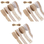 PALAY® 4 Rolls 13.12ft Jute Rope Burlap Ribbon Lace 32.8ft Hemp for Craft Ribbons Gift Wrapping Event Wedding Decorations Packing Materials Natural Fabric 3PCS