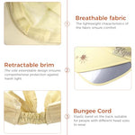 PALAY® Women Cotton Sun Hats Wide Brim Visor UV Protection Golf Cap with Retractable Side Brim Fashion Breathable for Beach Fishing Tennis Running Beige Free Size 3PCS