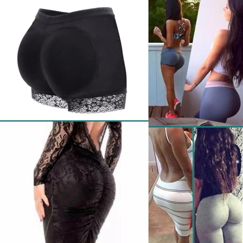 PALAY® Padded Underwear Women Butt Lifter Seamless Booty Pads Panties Enhancer Lace Boyshorts Shapewear XL 2PCS Black