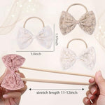 PALAY® 4Pcs Bow Headband for Baby Girl Elastic Hair Bands for Babies Soft Cute New Born Baby Hair Band for Baby Girls, Newborn, Infant, Toddler Shower Gift