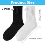 PALAY® 2 pair Cotton Socks Unisex Socks Funny Couple Socks Ankle Socks for Men Women Home Socks Floor Socks Friendship Gift Christmas Gift (Black & White)