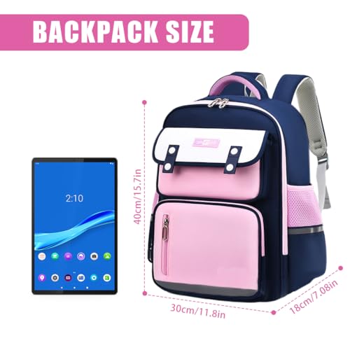 PALAY® School Backpack for Kids Waterproof School Backpack with Chest Buckle & Reflective Strip Kids School Backpack Burden-relief School Backpack for Kids 5-10 Years Old, Pink