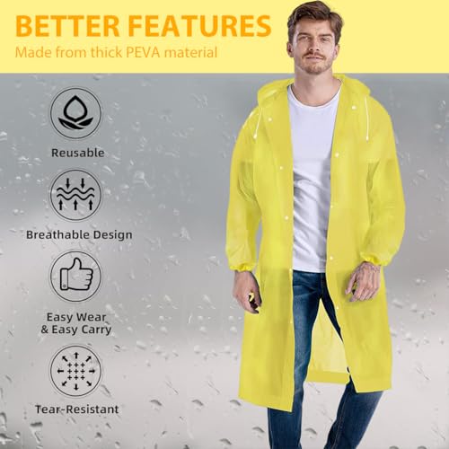 PALAY® Rain Ponchos for Men Women, Reusable PEVA Raincoats with Hood for Rain Ponchos for Camping, Hiking, Music Festival, Outdoor Activities