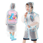 PALAY® Kids Raincoat 3-5 Years Old Toddlers Raincoat Cartoon EVA Rain Jacket Knee Length Raincoat with Hood & Intergrated Backpack Rain Cover Preschool Kids Raincoat for