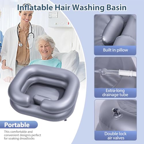 PALAY® Inflatable Shampoo Basin, Portable Shampoo Bowl for The Elderly, Bedridden and Handicapped, Hair Washing Sink for Pregnant Woman, Bedside and in Bed Hair Washing Tray