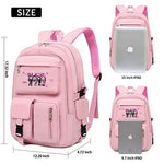 PALAY® Blackpink Standard Backpack For Girls School Bags Blackpink Kpop Theme Prints With Usb Charging And Headset Port Backpack For Student College School Bag For Boys, 18 L, Full Size