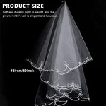 PALAY® Bridal Veil for Wedding White 1.5m Elegant Bridal Veil for Christian Wedding Veil Bride Center Cascade Edged Tulle Short Veil