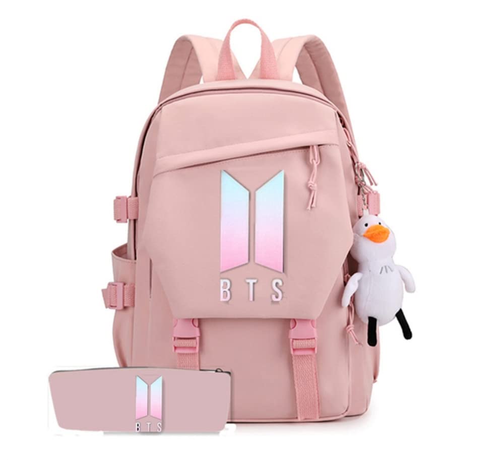 PALAY® BTS Bag for Girls, Kids Stylish Kpop Bangtan BTS School Backpack for Boys, Girls Student Bag for School, College Shoulder Backpack for Girls, Boys Laptop Bags BTS Gift Girls, Boys - Black